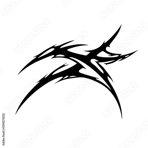 Sharp Abstract Tribal Tattoo Design Logo Dynamic Black Ink Pattern for Body Art, Symbol of Speed, Power, and Intensity