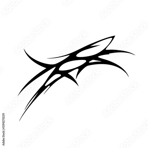 Sharp Abstract Tribal Tattoo Design Logo Dynamic Black Ink Pattern for Body Art, Symbol of Speed, Power, and Intensity