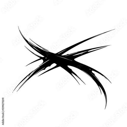 Sharp Abstract Tribal Tattoo Design Logo Dynamic Black Ink Pattern for Body Art, Symbol of Speed, Power, and Intensity