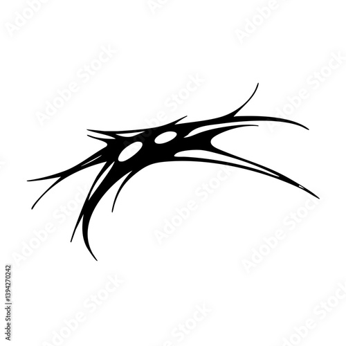 Sharp Abstract Tribal Tattoo Design Logo Dynamic Black Ink Pattern for Body Art, Symbol of Speed, Power, and Intensity