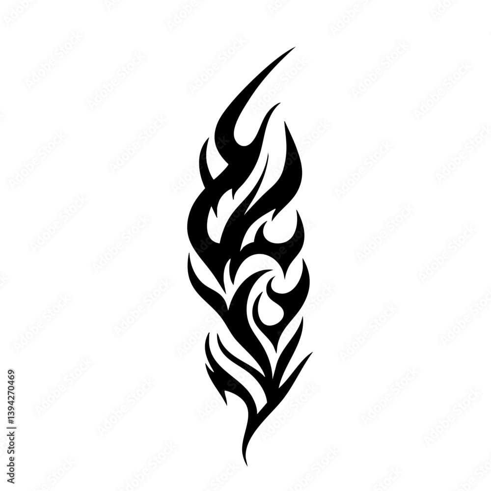 Tribal Flame Tattoo Design – Bold Black Ink Abstract Fire Motif for Body Art, Symbol of Energy, Strength, and Transformation Tribal Flame Tattoo Design – Bold Black Ink Abstract Fire Motif for Body Art, Symbol of Energy, Strength, and Transformation