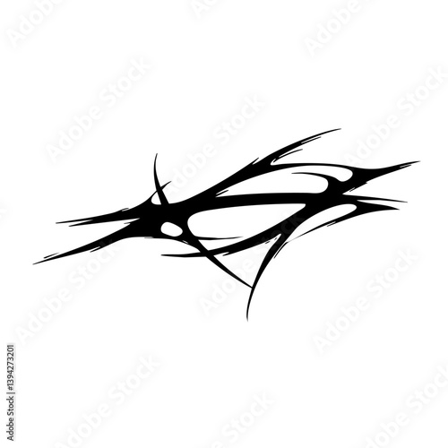 Sharp Abstract Tribal Tattoo Design Logo Dynamic Black Ink Pattern for Body Art, Symbol of Speed, Power, and Intensity