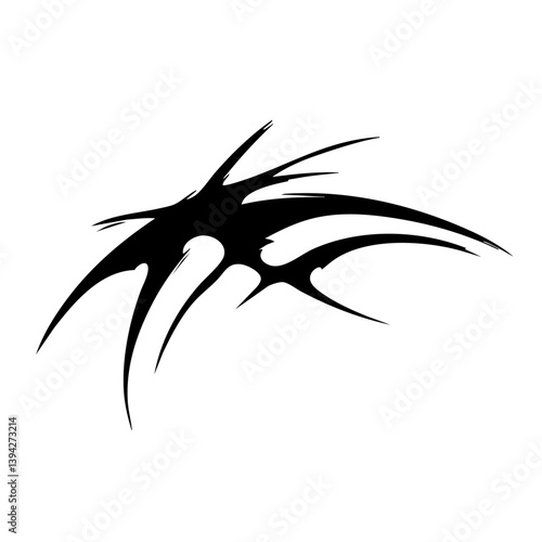 Sharp Abstract Tribal Tattoo Design Logo Dynamic Black Ink Pattern for Body Art, Symbol of Speed, Power, and Intensity