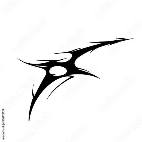 Sharp Abstract Tribal Tattoo Design Logo Dynamic Black Ink Pattern for Body Art, Symbol of Speed, Power, and Intensity