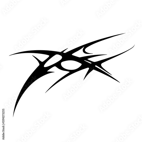 Sharp Abstract Tribal Tattoo Design Logo Dynamic Black Ink Pattern for Body Art, Symbol of Speed, Power, and Intensity