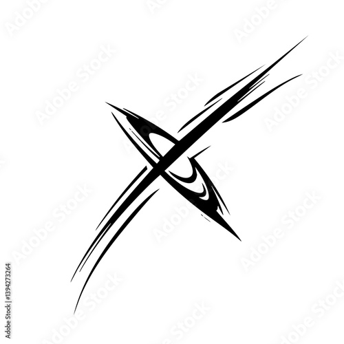 Sharp Abstract Tribal Tattoo Design Logo Dynamic Black Ink Pattern for Body Art, Symbol of Speed, Power, and Intensity
