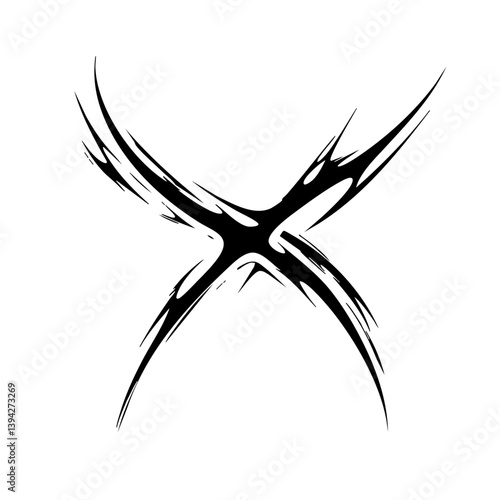 Sharp Abstract Tribal Tattoo Design Logo Dynamic Black Ink Pattern for Body Art, Symbol of Speed, Power, and Intensity