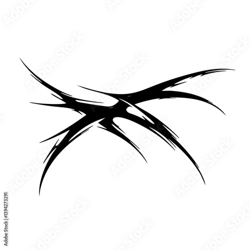 Sharp Abstract Tribal Tattoo Design Logo Dynamic Black Ink Pattern for Body Art, Symbol of Speed, Power, and Intensity