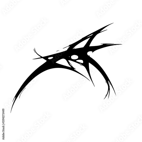 Sharp Abstract Tribal Tattoo Design Logo Dynamic Black Ink Pattern for Body Art, Symbol of Speed, Power, and Intensity