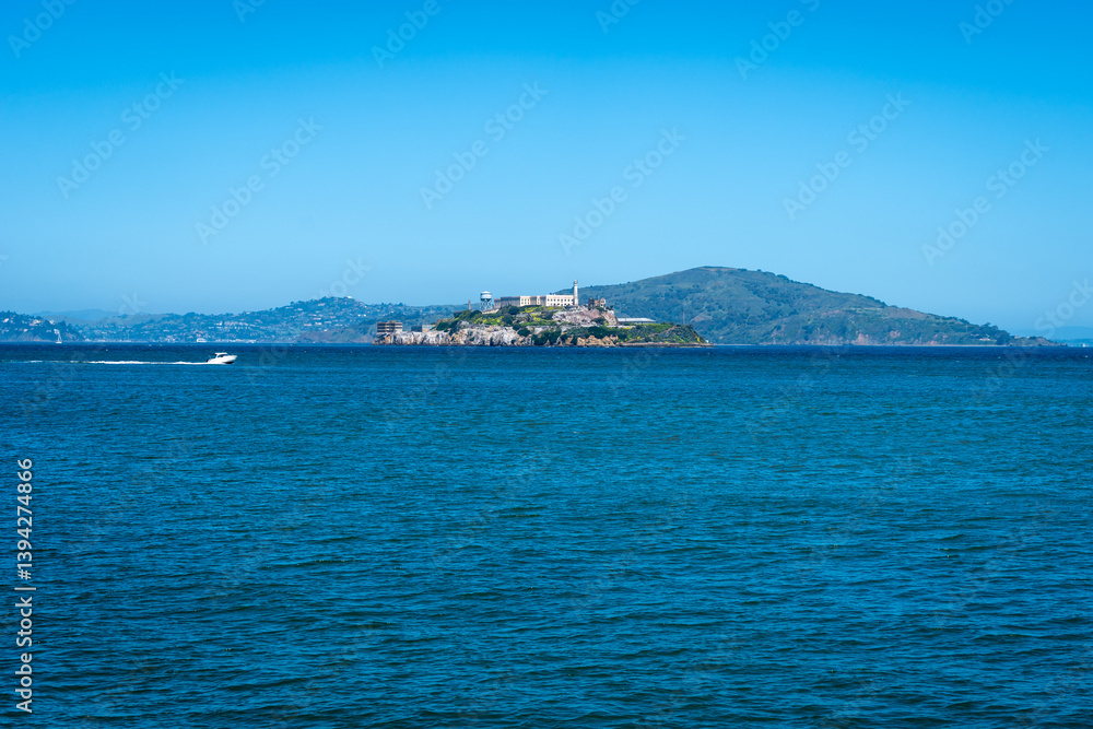 Alcatraz Island surrounded by blue waters in San Francisco Bay, USA Alcatraz Island surrounded by blue waters in San Francisco Bay, USA