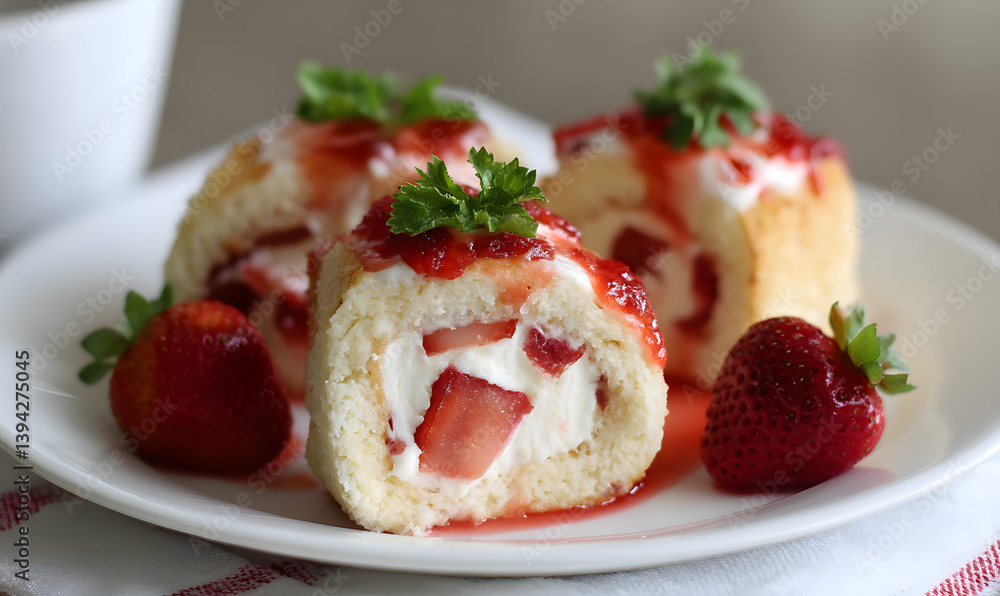 Strawberry Shortcake Cheesecake Rolls, Generative AI Strawberry Shortcake Cheesecake Rolls, Generative AI