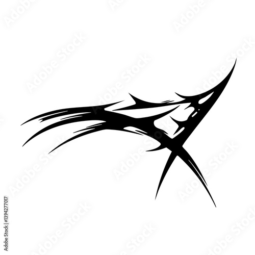 Abstract Tribal Tattoo Design Logo Sharp Black Ink Symbol with Edgy Spikes and Modern Tribal Art Style for Ink Inspiration and Graphic Design Elements