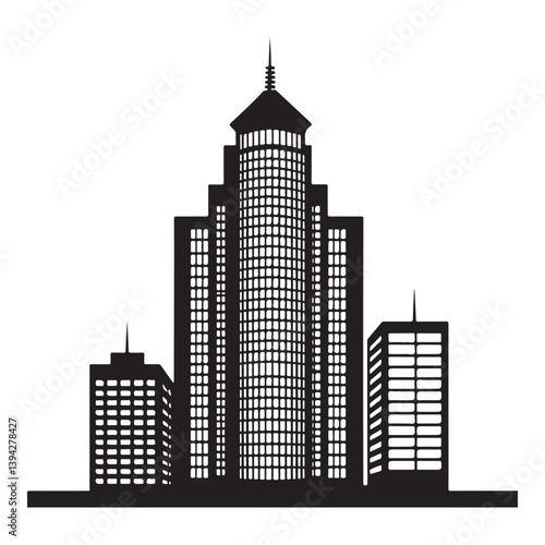 City skyline silhouette with urban buildings and skyscrapers at night