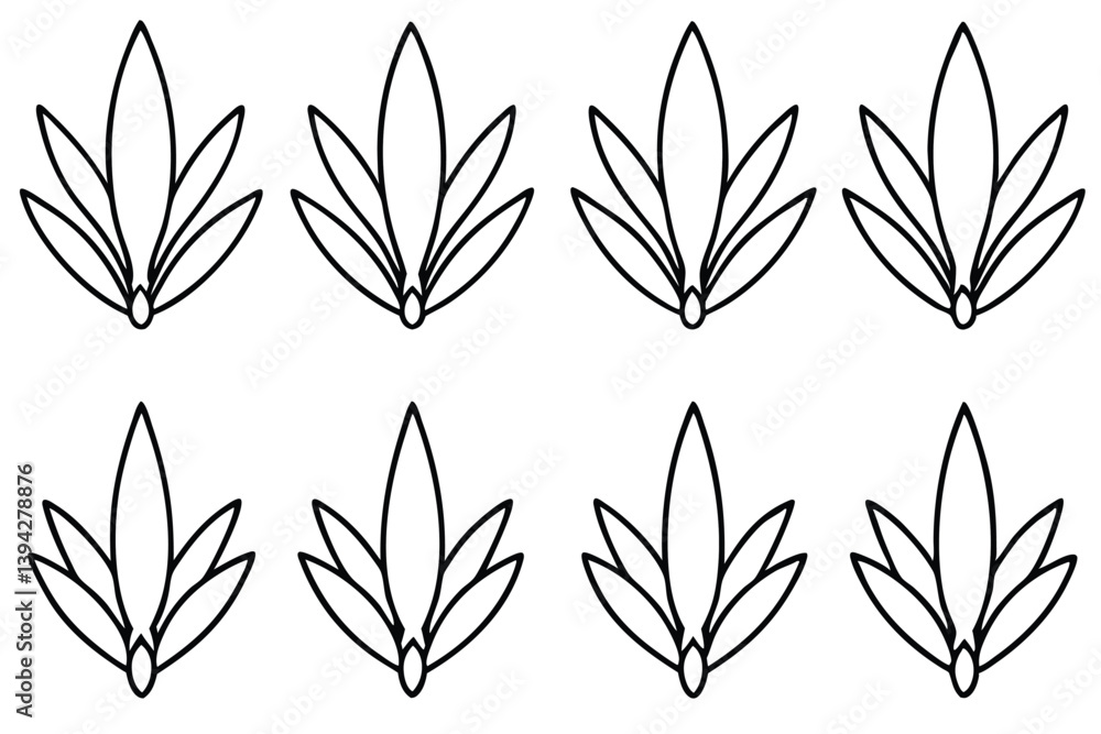 Naklejka premium Senecio Leaf Line Art Creative Drawing for Floral Artwork 
