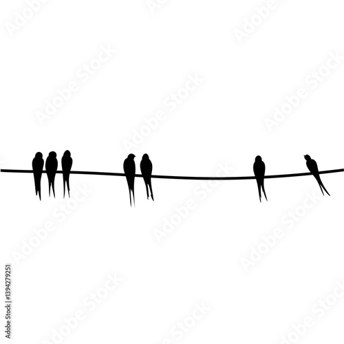 silhouettes of swallow birds on wires 
