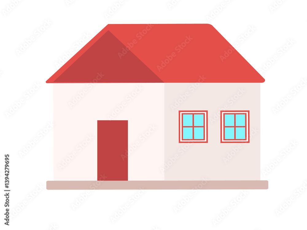 Cute one story house. Flat Illustration on transparent background Cute one story house. Flat Illustration on transparent background