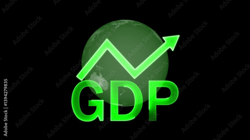 GDP Growth concept. domestic financial growth charts, global economy, national budgets, GDP, gross domestic product. Businessman showing glowing neon line of GDP sign with up arrow graph and chart. GDP Growth concept. domestic financial growth charts, global economy, national budgets, GDP, gross domestic product. Businessman showing glowing neon line of GDP sign with up arrow graph and chart.