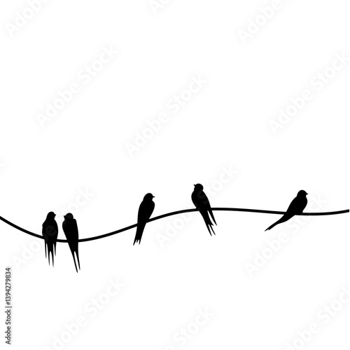 silhouettes of swallow birds on wires 