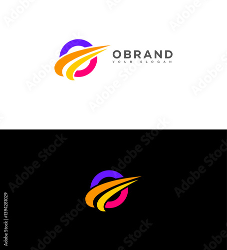 Colorful Abstract Letter O Logo Design with Circular and Speed Elements