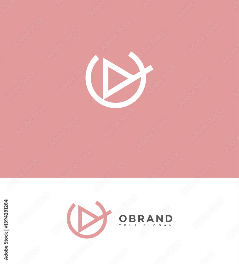 Minimalist Pink Play Button Circle Brand Logo Design Minimalist Pink Play Button Circle Brand Logo Design