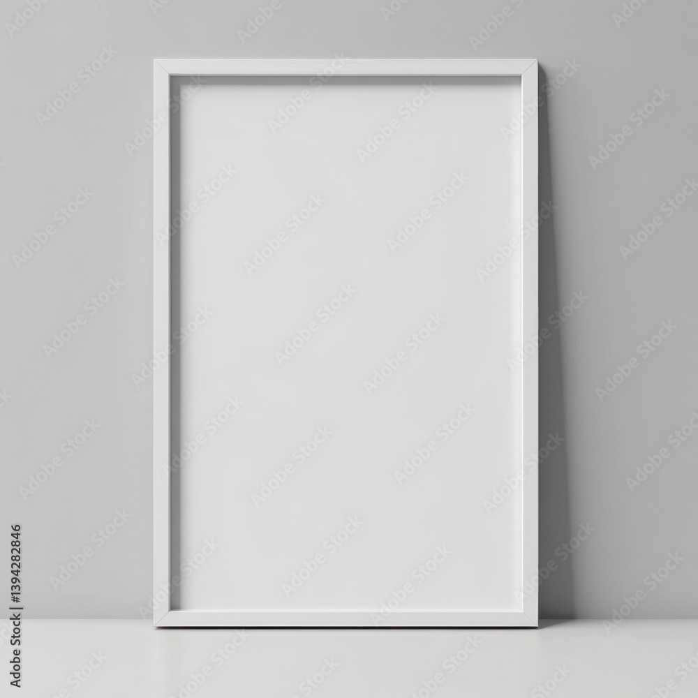 White Frame Mockup on Gray Wall for Minimalist Interior Design White Frame Mockup on Gray Wall for Minimalist Interior Design