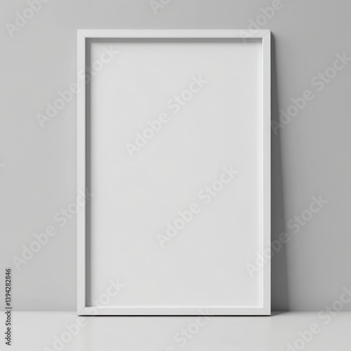 White Frame Mockup on Gray Wall for Minimalist Interior Design