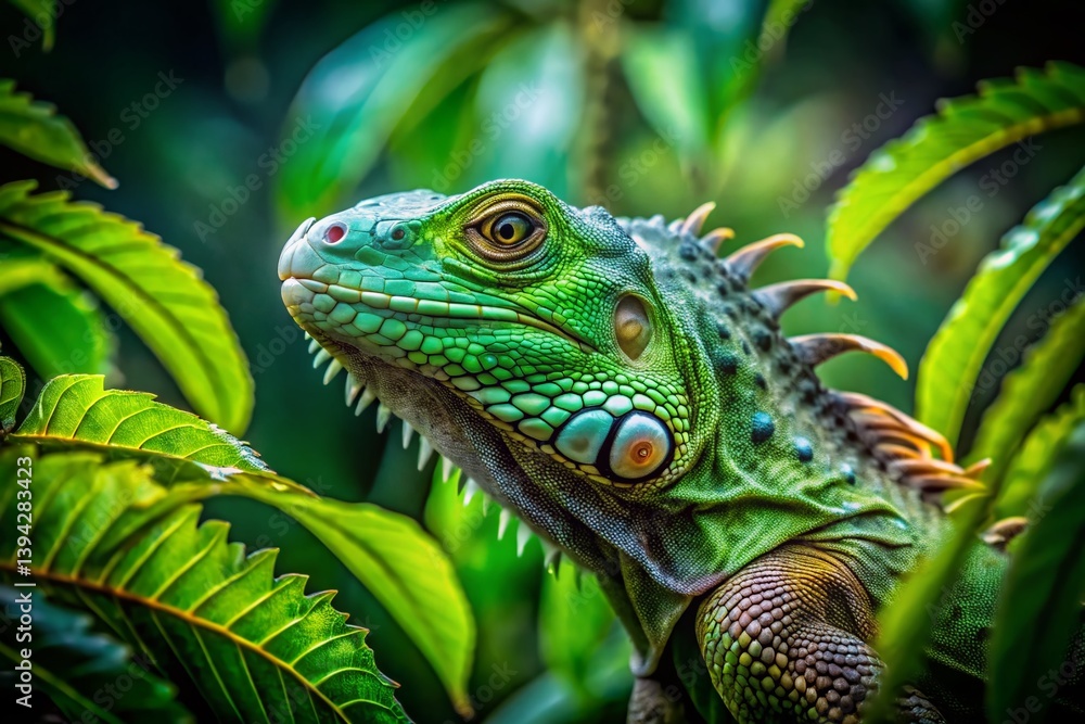 Emerald Iguana Thriving in a Tropical Rainforest Ecosystem A Stunning Visual of Wildlife in its Natural Habitat Emerald Iguana Thriving in a Tropical Rainforest Ecosystem A Stunning Visual of Wildlife in its Natural Habitat