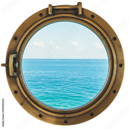 Ocean View Porthole: Sea, Sky, Brass