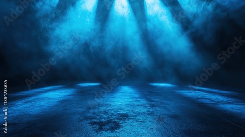 Wallpaper Mural A moody blue environment with beams of light piercing through mist, creating a dramatic and atmospheric scene. Torontodigital.ca