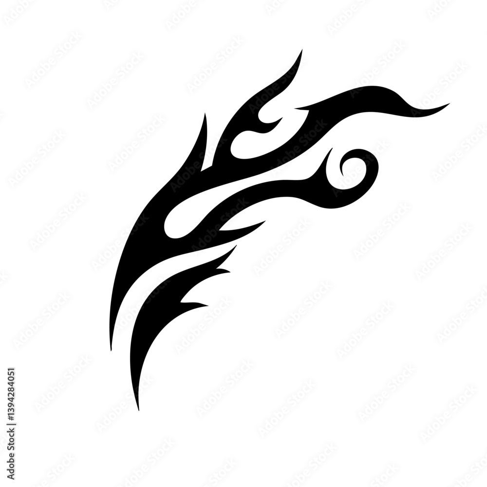 Obraz premium Flaming Tribal Tattoo Design Logo Dynamic Black Abstract Artwork Symbolizing Energy, Freedom, and Fierce Passion