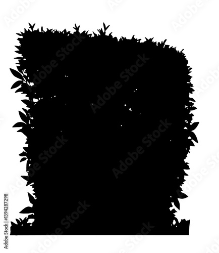 hedge silhouette with thick leafy foliage, garden landscaping, nature elements, outdoor greenery, decorative plant structure