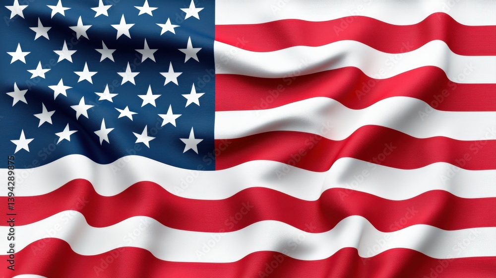 Obraz premium A detailed representation of the American flag, featuring red and white stripes with a blue field adorned with white stars.