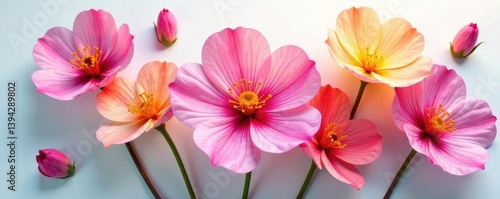 Radiating blooms, vibrant hues, fine petals, white background, wedding, white background