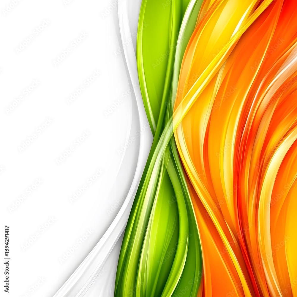 Fototapeta premium Abstract Green Orange White Swirling Waves Background