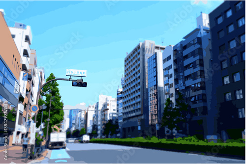 よく晴れた東京の都心の風景
