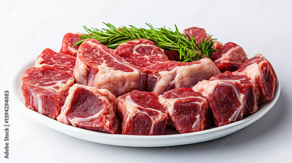 Chinese mutton in white plate, on white background. raw and fresh ingredients. Chinese mutton in white plate, on white background. raw and fresh ingredients.