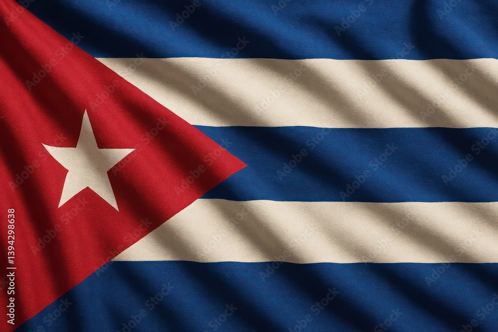 Detailed close-up of the Cuban flag waving gently.
Concept of: Cuban identity. Detailed close-up of the Cuban flag waving gently.
Concept of: Cuban identity.