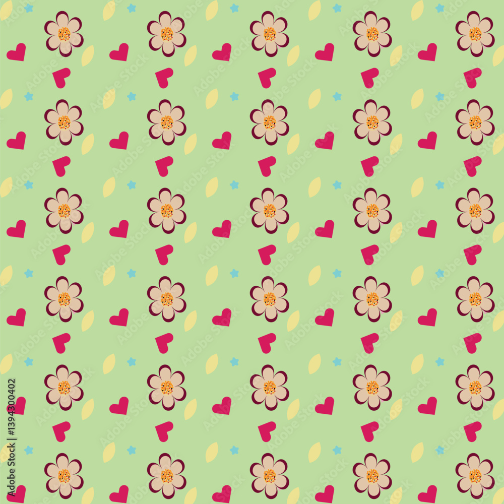 Fototapeta premium Flowers seamless pattern Abstract floral seamless pattern with decorative flowers and leaves