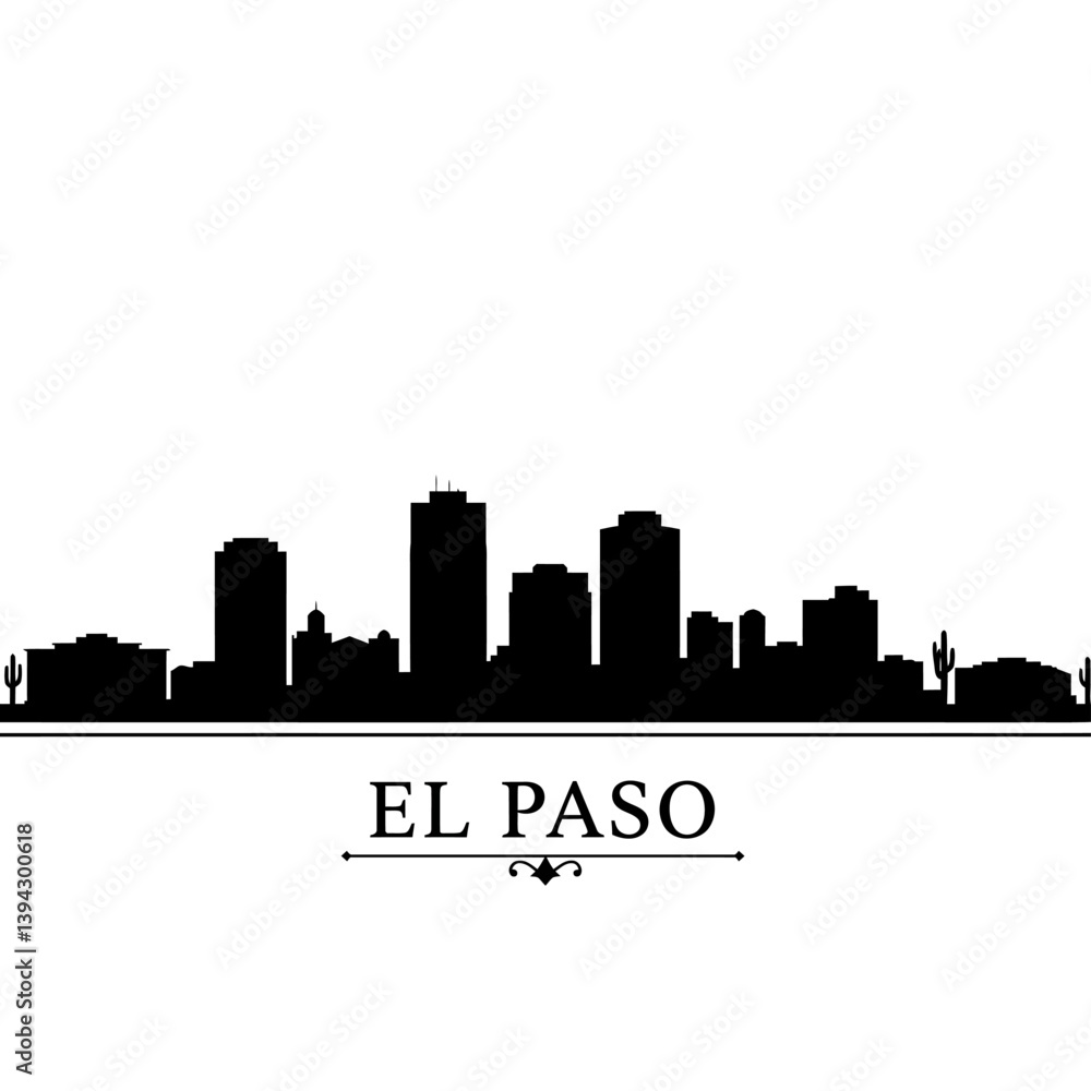 Fototapeta premium El Paso Skyline Silhouette Texas Desert Cityscape.