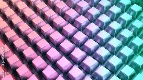 Abstract Metallic Cubes in Pink and Teal Gradient