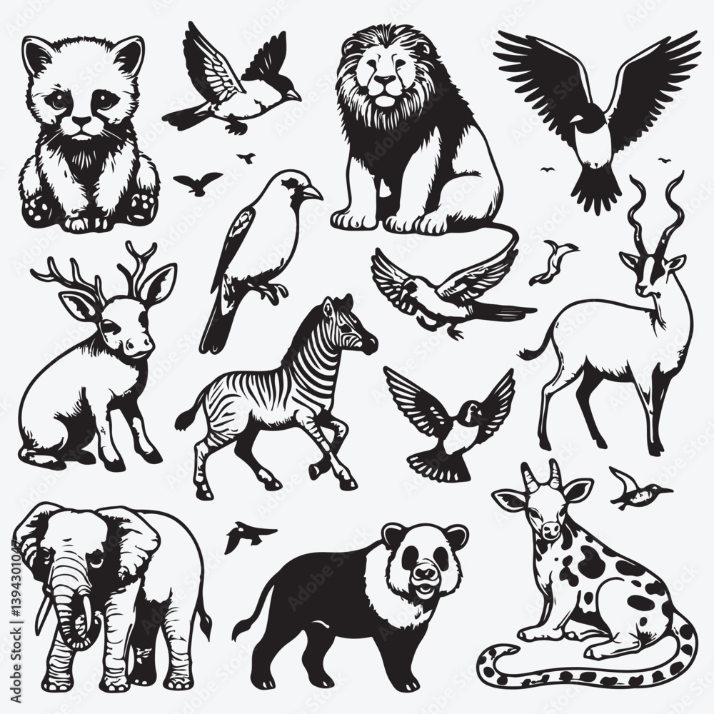 Fototapeta premium Set of vector animals. Isolated. stock illustration