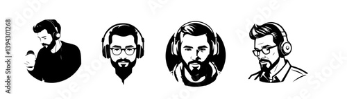 set logo of a person for podcast studio