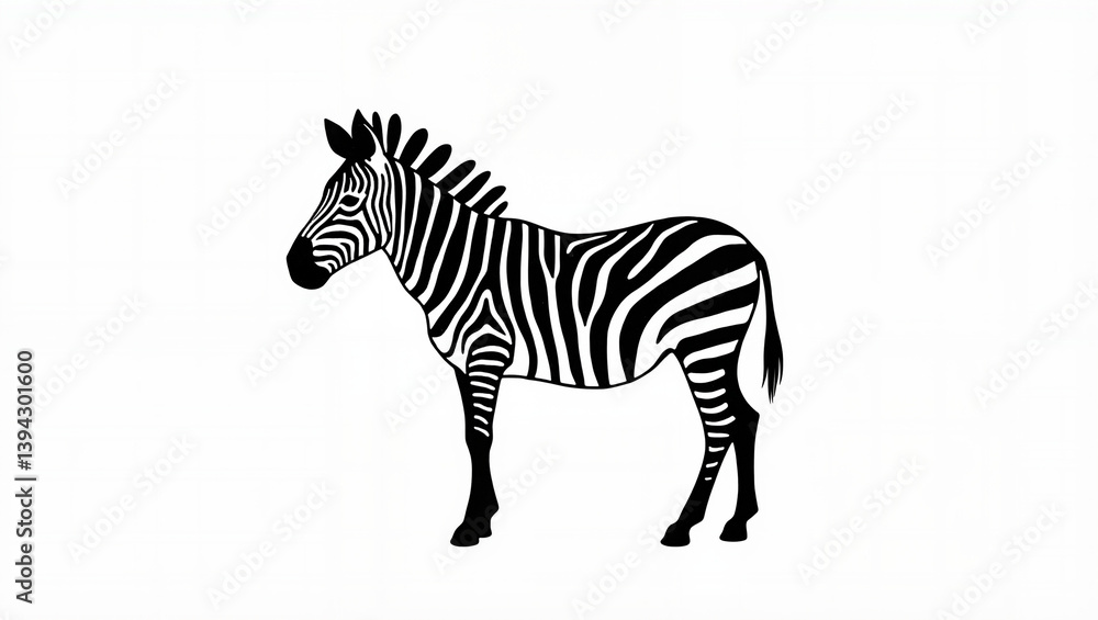 Fototapeta premium Zebra standing on a white background 