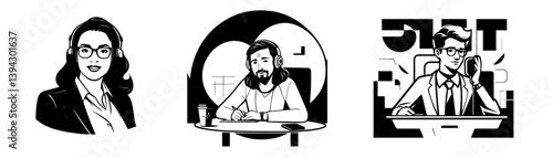set logo of a person for podcast studio
