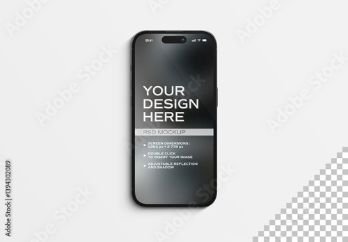 Isolated Black Clay Smartphone With Shadow Mockup