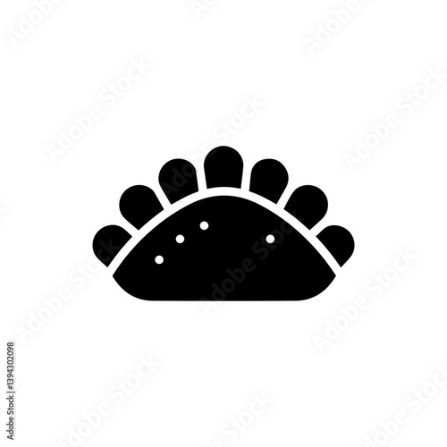 Gyoza Dumpling with Folded Edges Icon - Clean Black Fill