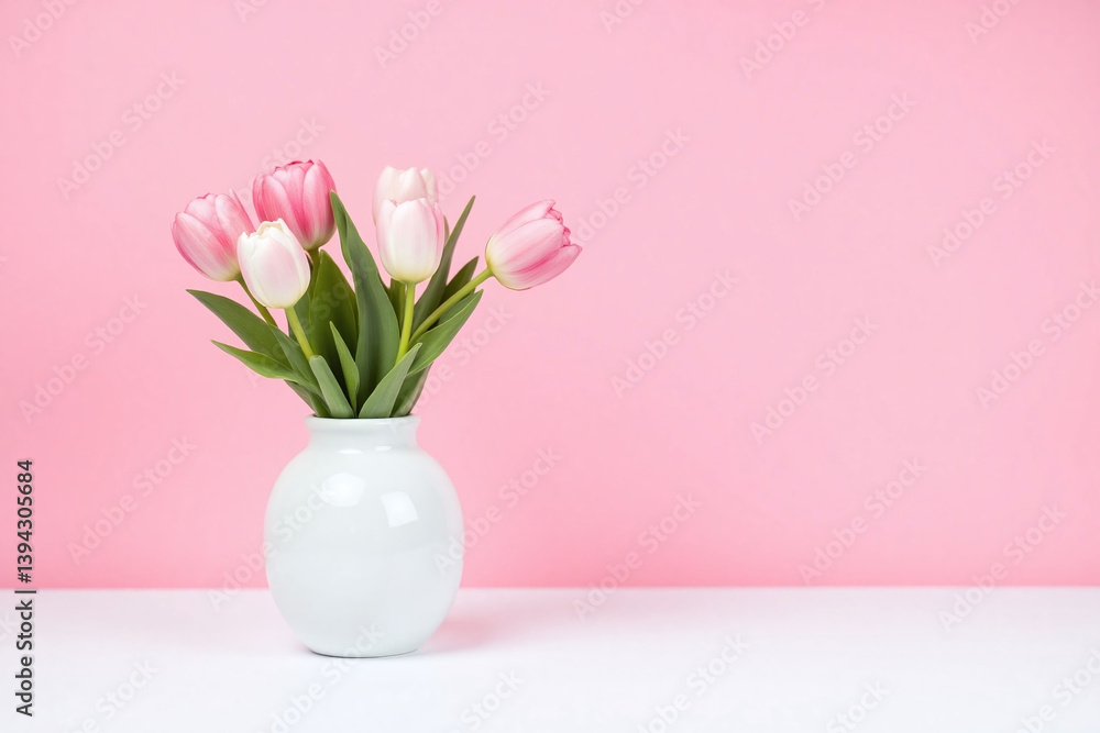 white vase with pink flowers in it on a pink background white vase with pink flowers in it on a pink background