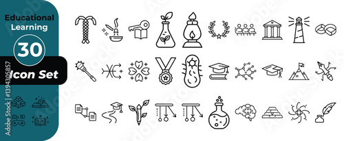 Educational learning liner icon of vector illustration	