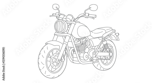 Cool Chibi Motorcycle Coloring Page with Large Round Headlight - Simple Bike Outline Art
