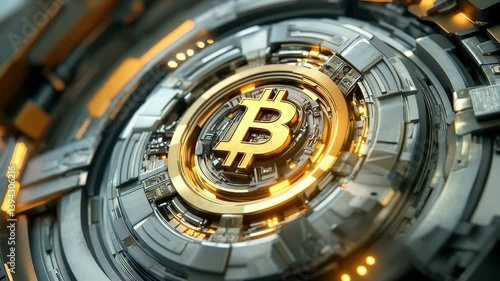 Futuristic Bitcoin Symbol with Circuitry